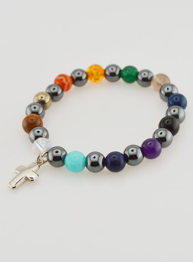 Bracciale Religioso con Croce - Ematite & Pietre (pic 4)