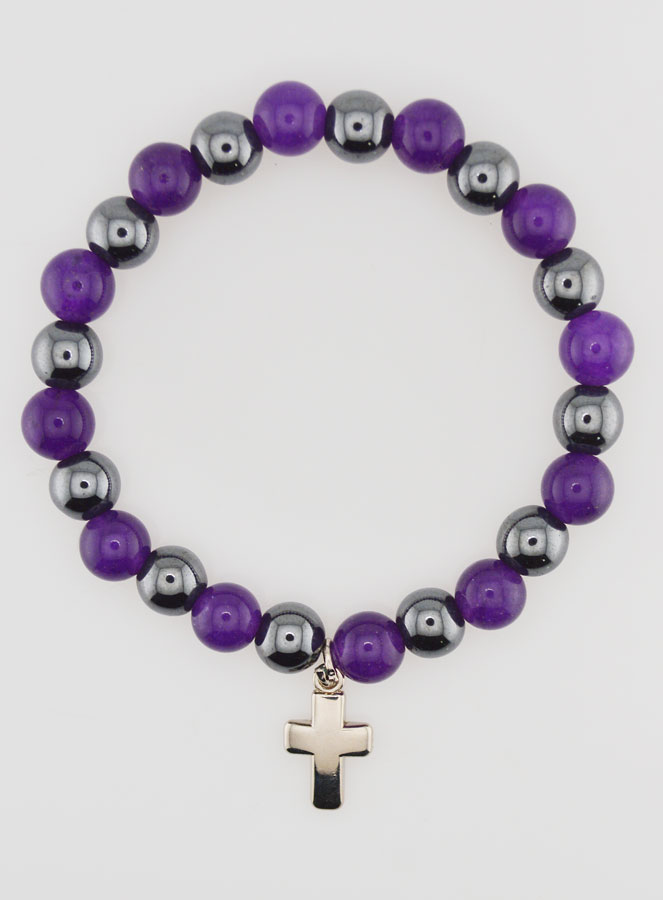 Bracciale Religioso con Croce - Ematite & Ametista (pic 1)