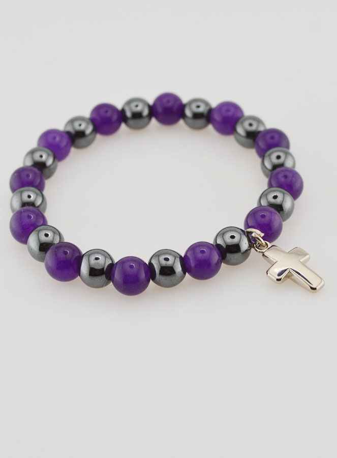 Bracciale Religioso con Croce - Ematite & Ametista (pic 4)
