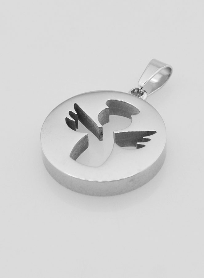 Medaglia Angelo Custode Traforata in Inox - 18mm (pic 4)