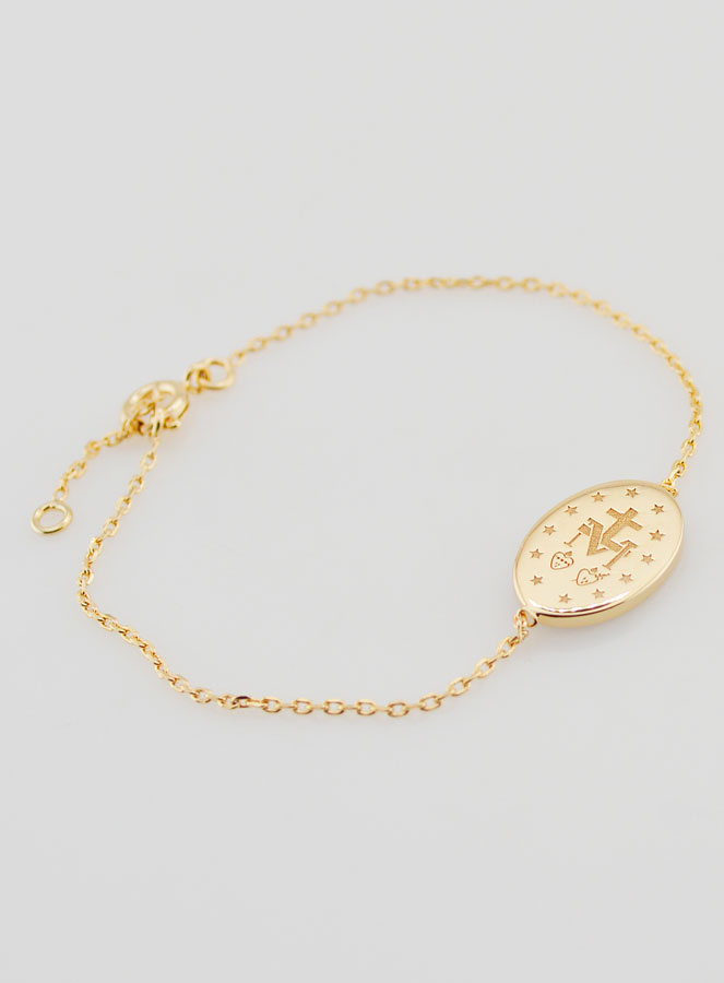 Bracciale Medaglia Miracolosa - Oro Placcato & Smalto Blu (pic 3)