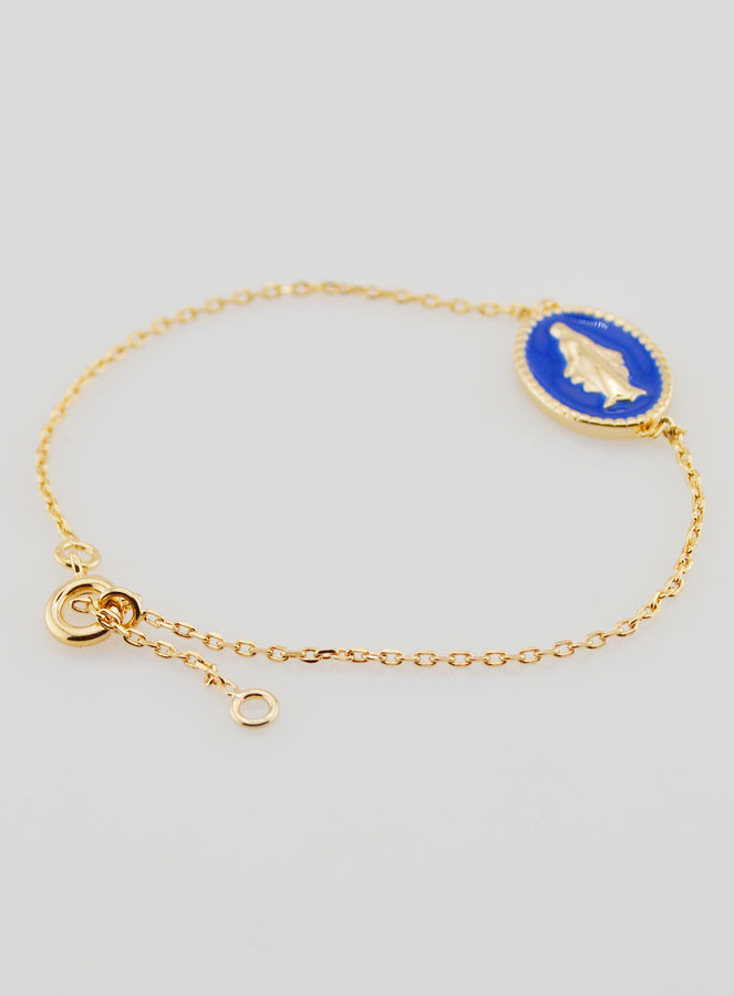 Bracciale Medaglia Miracolosa - Oro Placcato & Smalto Blu (pic 4)
