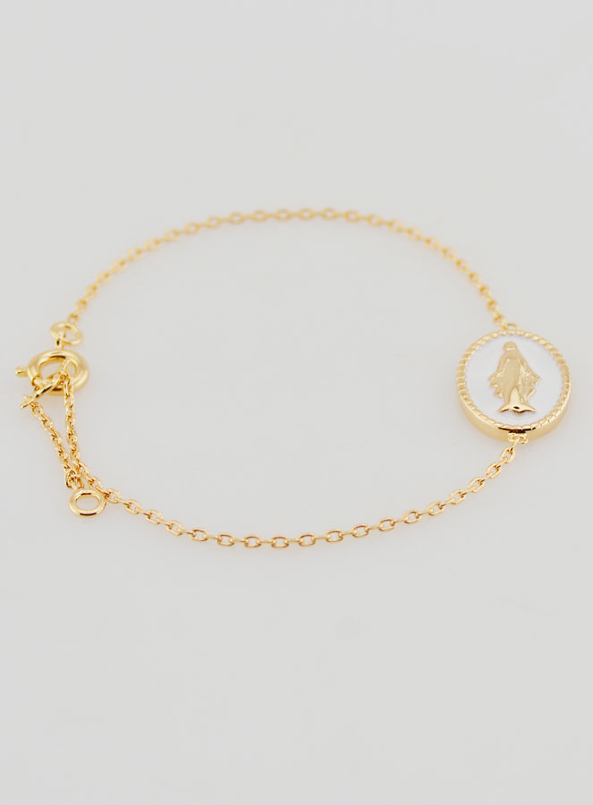Bracciale Medaglia Miracolosa - Oro Placcato & Smalto Bianco (pic 2)