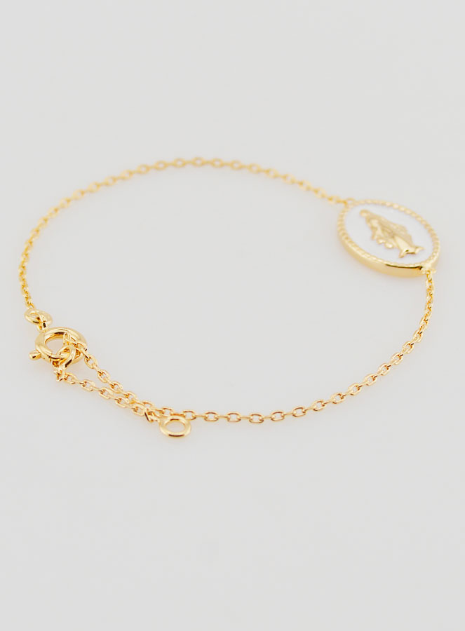 Bracciale Medaglia Miracolosa - Oro Placcato & Smalto Bianco (pic 3)