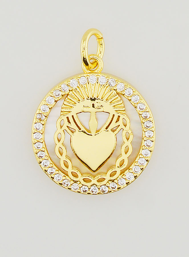 Medaglia Ex Voto Madreperla & Brillanti - 16mm (pic 1)