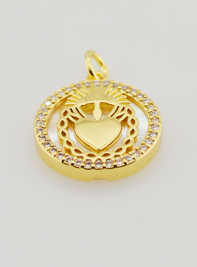 Medaglia Ex Voto Madreperla & Brillanti - 16mm (pic 2)