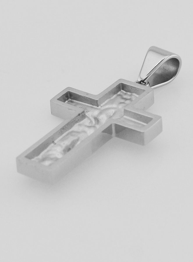 Ciondolo Croce Cristo Redentore Inox - 35mm (pic 4)