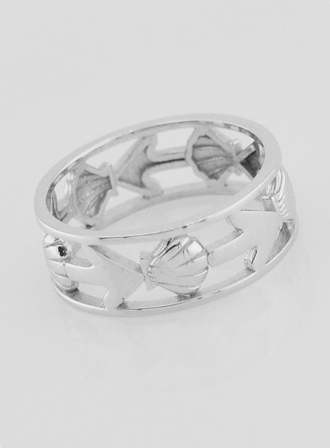 Anello Argento Traforato Conchiglia & Ancora - T14 (pic 3)