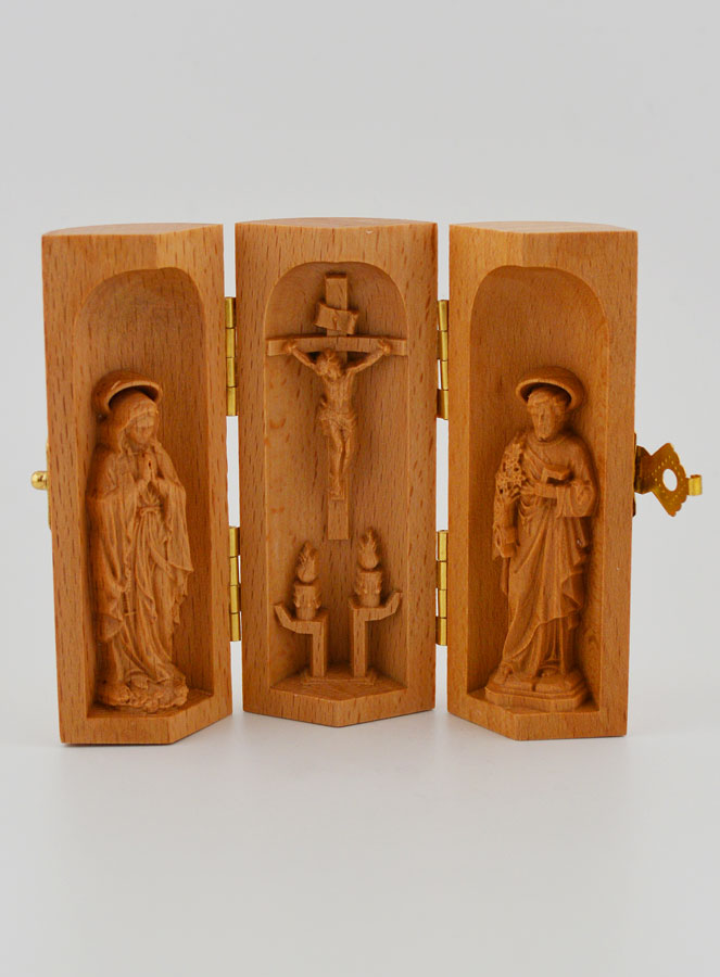 Trittico in Legno Massiccio - Madonna di Lourdes & San Giuseppe (pic 1)