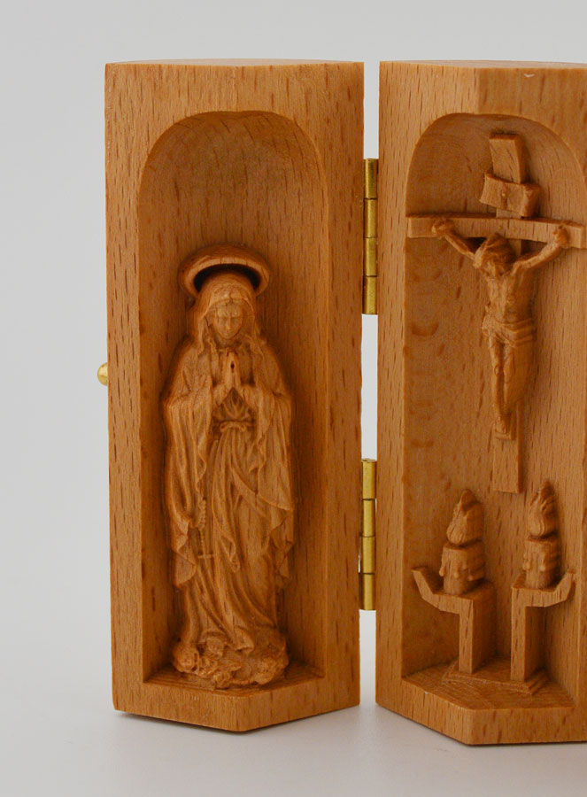 Trittico in Legno Massiccio - Madonna di Lourdes & San Giuseppe (pic 2)