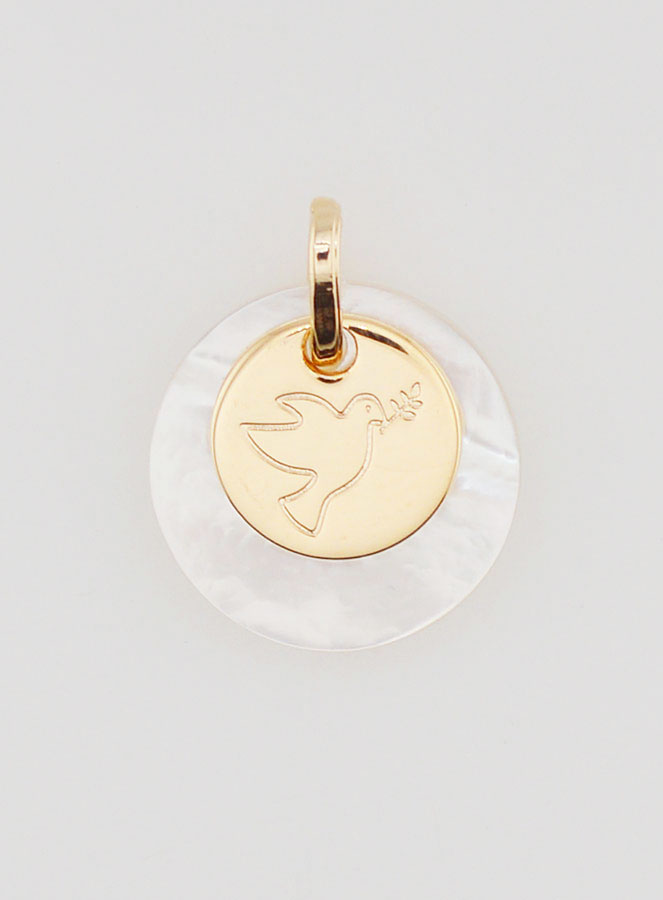 Medaglia Oro Placcato & Madreperla - Spirito Santo (pic 1)