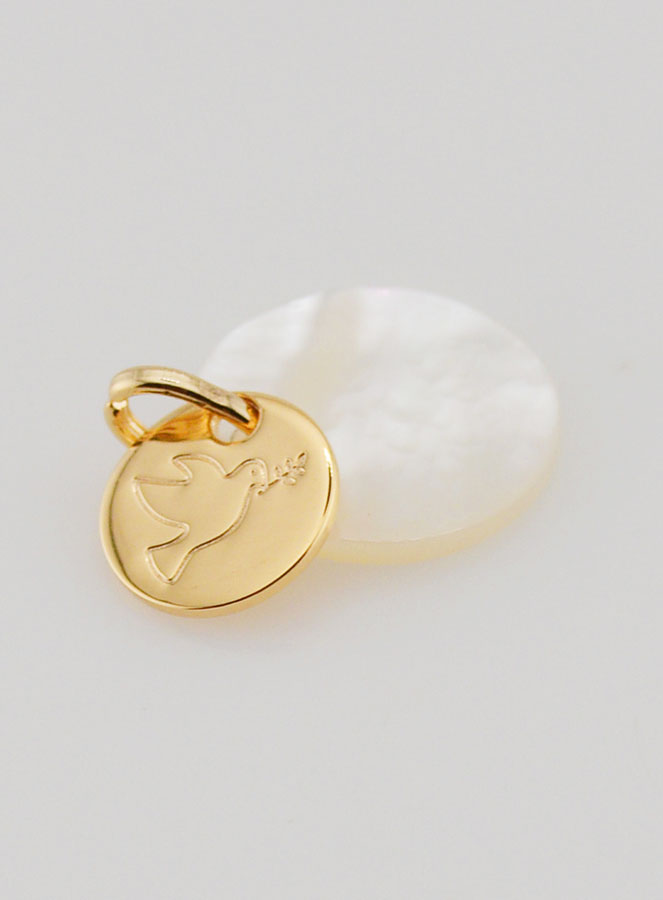 Medaglia Oro Placcato & Madreperla - Spirito Santo (pic 4)