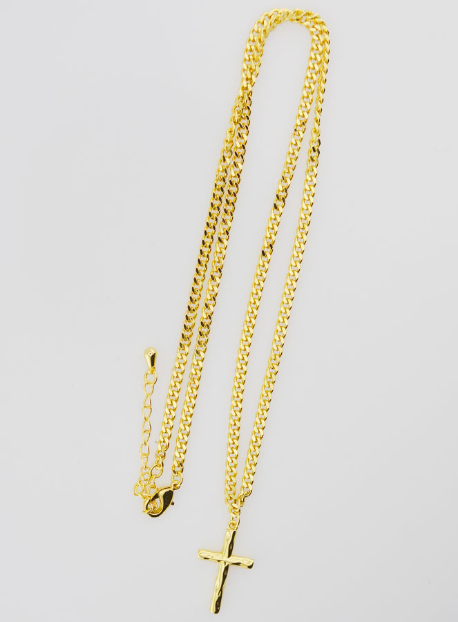 Collana Religiosa con Croce Martellata - Dorato (pic 2)