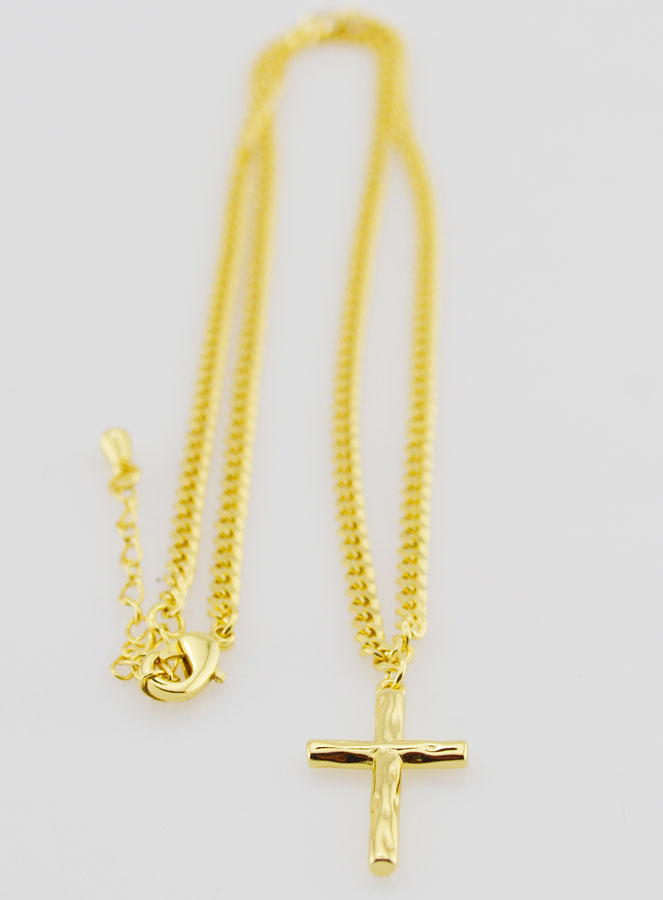 Collana Religiosa con Croce Martellata - Dorato (pic 3)