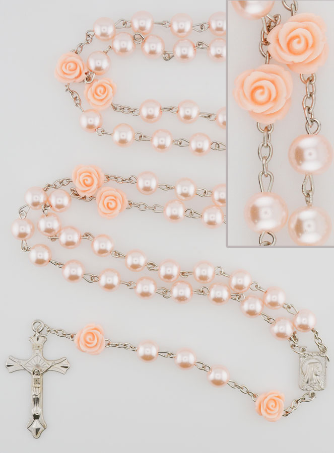 Rosario di Lourdes Grani Madreperlati & Rose (pic 1)