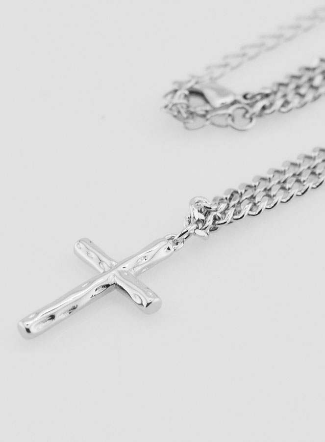 Collana Religiosa con Croce Martellata - Acciaio Inox (pic 2)