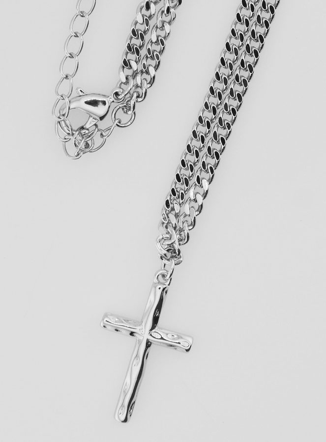 Collana Religiosa con Croce Martellata - Acciaio Inox (pic 4)