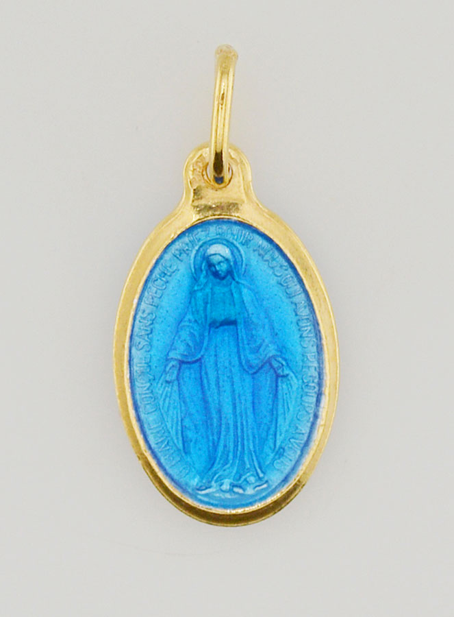 Medaglia Miracolosa in Argento Dorato e Smalto - 17 mm (pic 3)