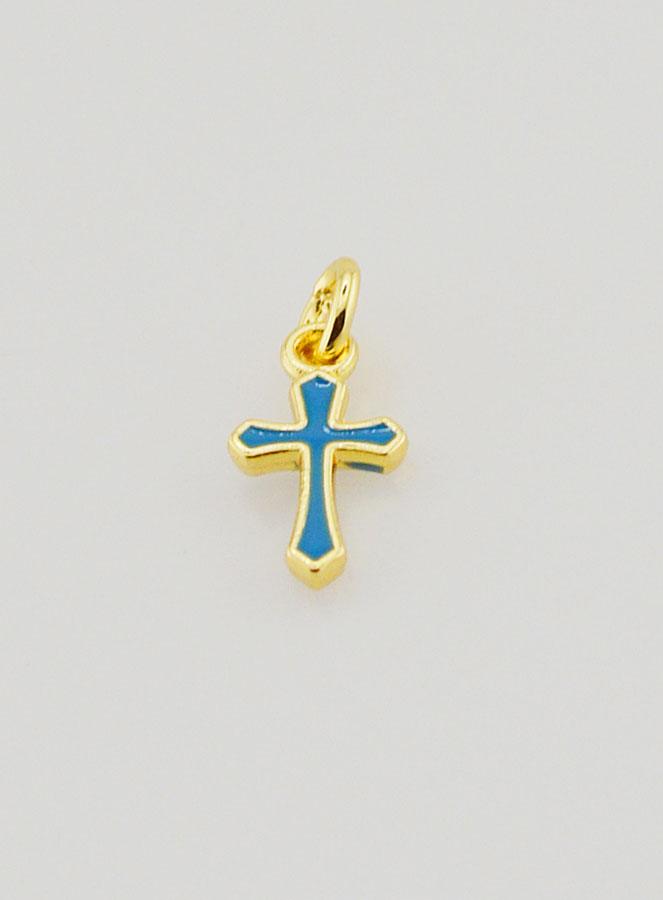Ciondolo Charm Croce 10 mm - Blu (pic 2)