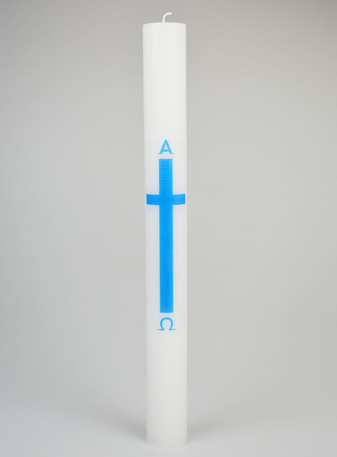 Cero di Processione Alpha Omega 40 cm - Blu (pic 1)