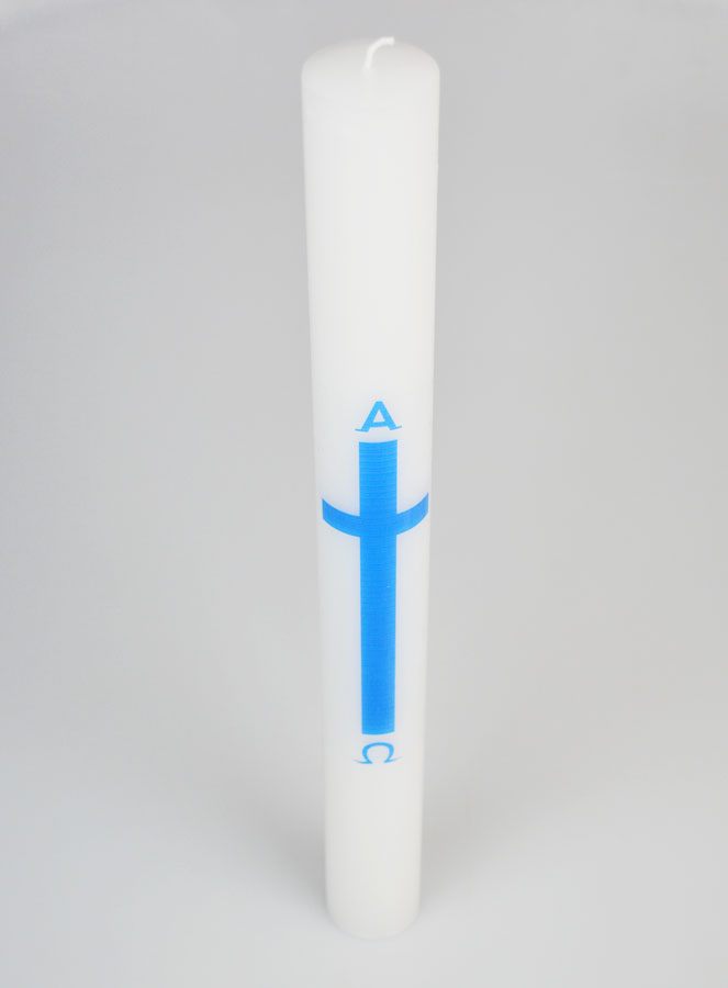 Cero di Processione Alpha Omega 40 cm - Blu (pic 2)
