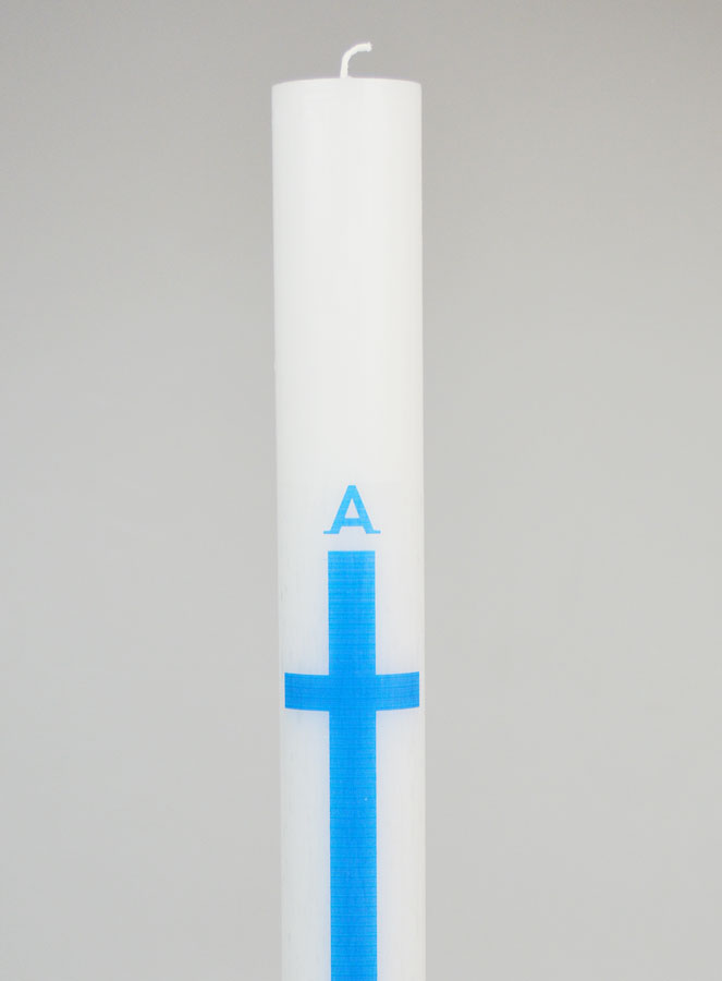 Cero di Processione Alpha Omega 40 cm - Blu (pic 3)