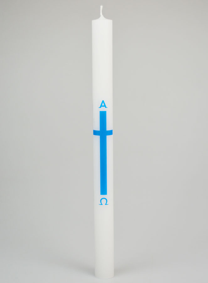 Cero di Processione Alpha Omega 34 cm - Blu (pic 1)