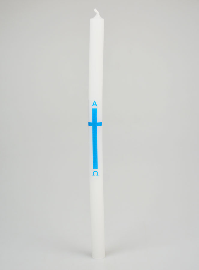 Cero di Processione Alpha Omega 29 cm - Blu (pic 1)