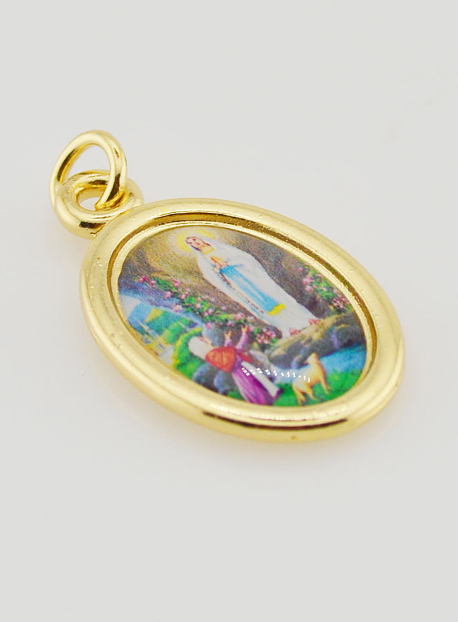 Medaglia Madonna di Lourdes Dorata - 25 mm (pic 3)