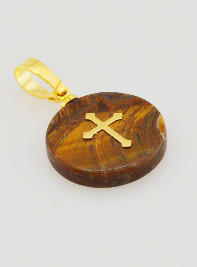 Medaglia Traslucida con Croce - Marrone (pic 3)