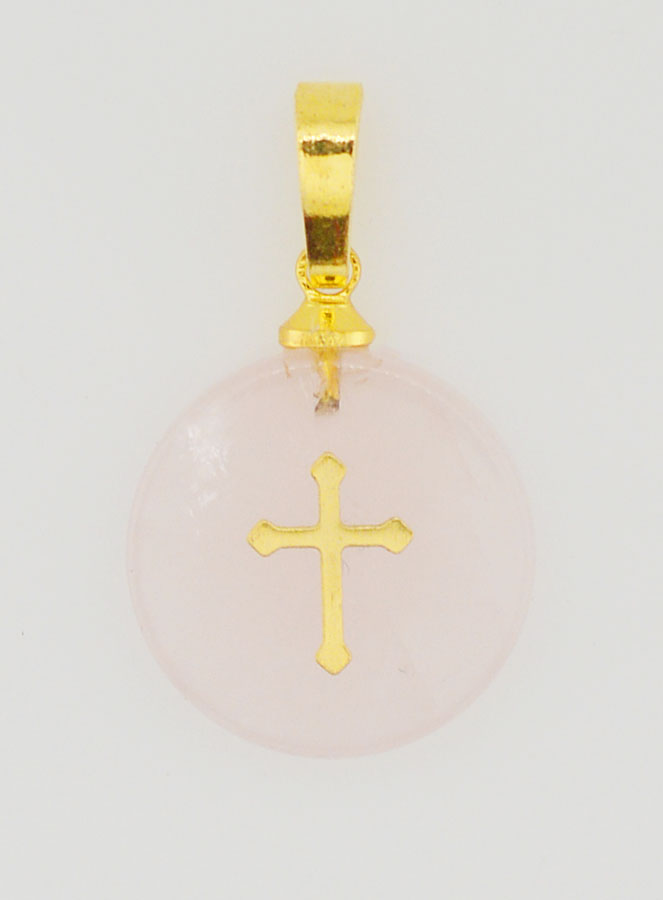 Medaglia Traslucida con Croce - Rosa (pic 1)