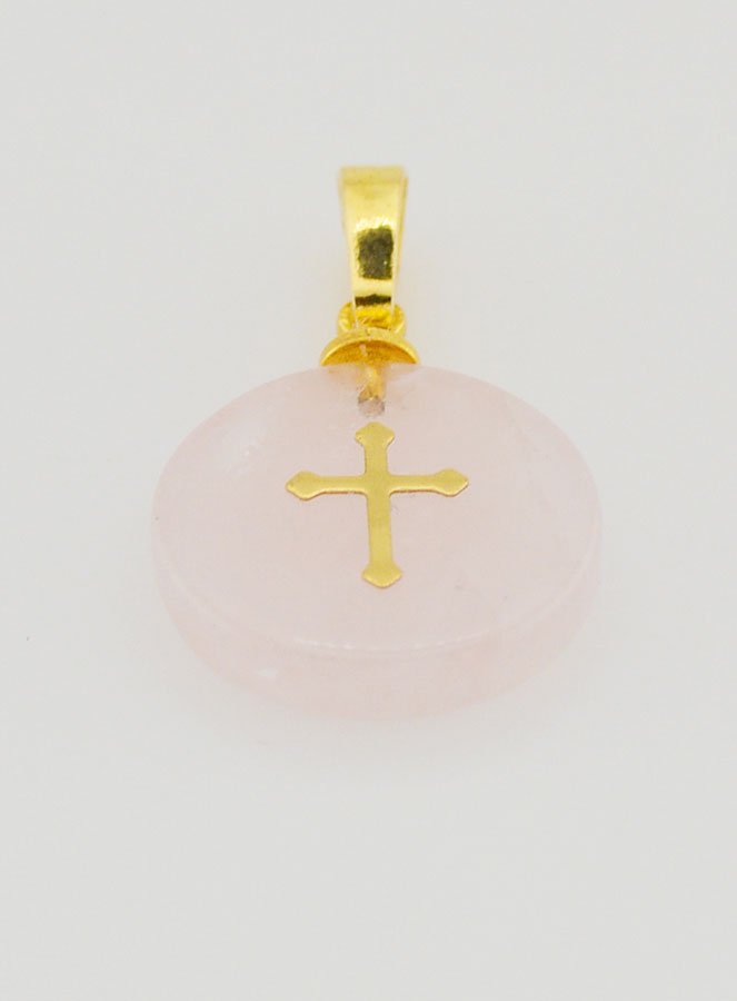 Medaglia Traslucida con Croce - Rosa (pic 2)
