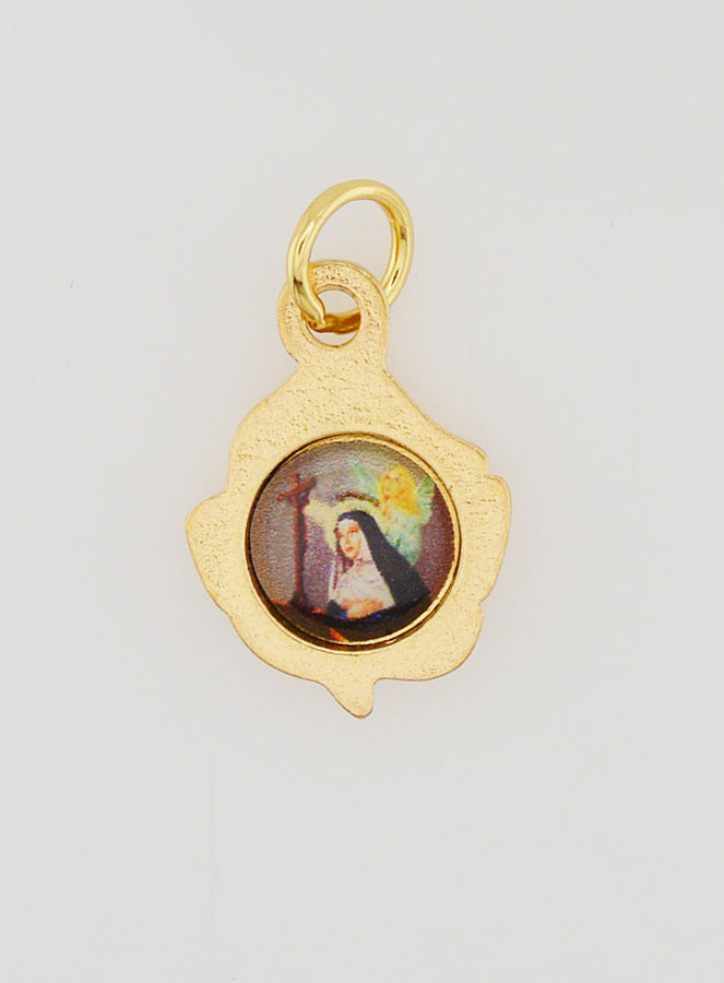 Medaglia Rosa 14 mm Dorata - Santa Rita (pic 4)