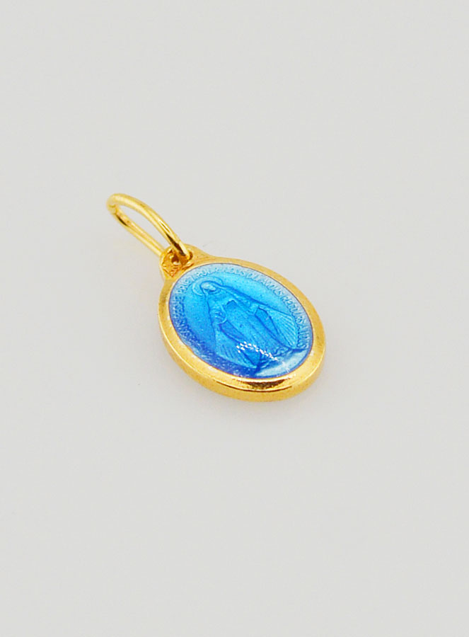Medaglia Miracolosa in Argento Dorato e Smalto - 10 mm (pic 3)