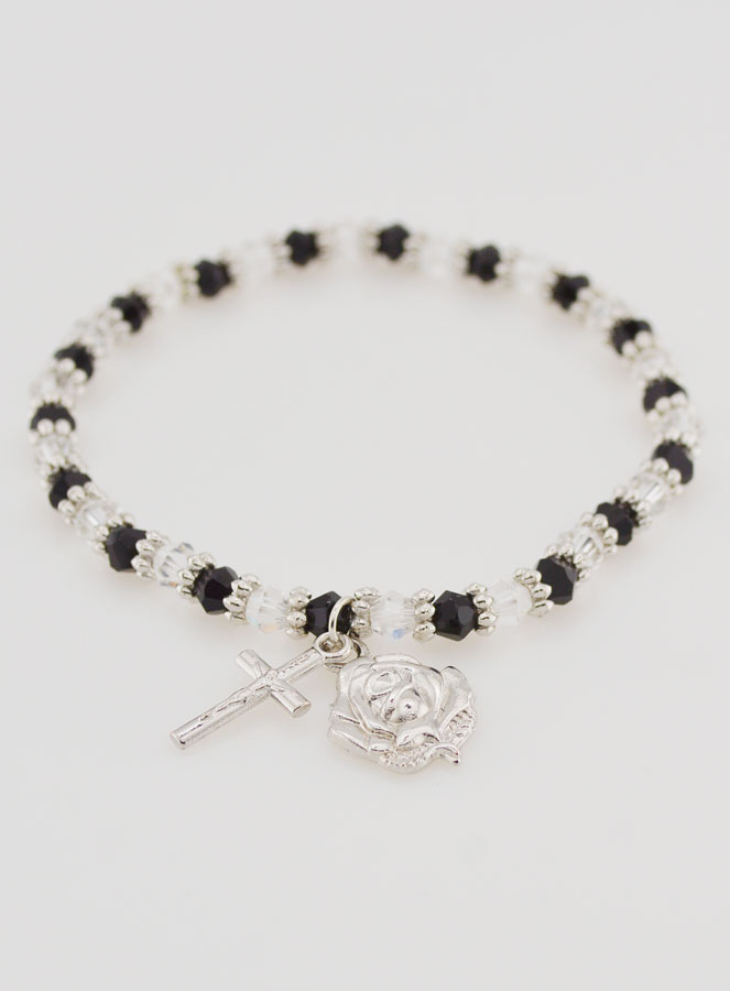 Bracciale Religioso Perle Nere & Trasparenti (pic 2)