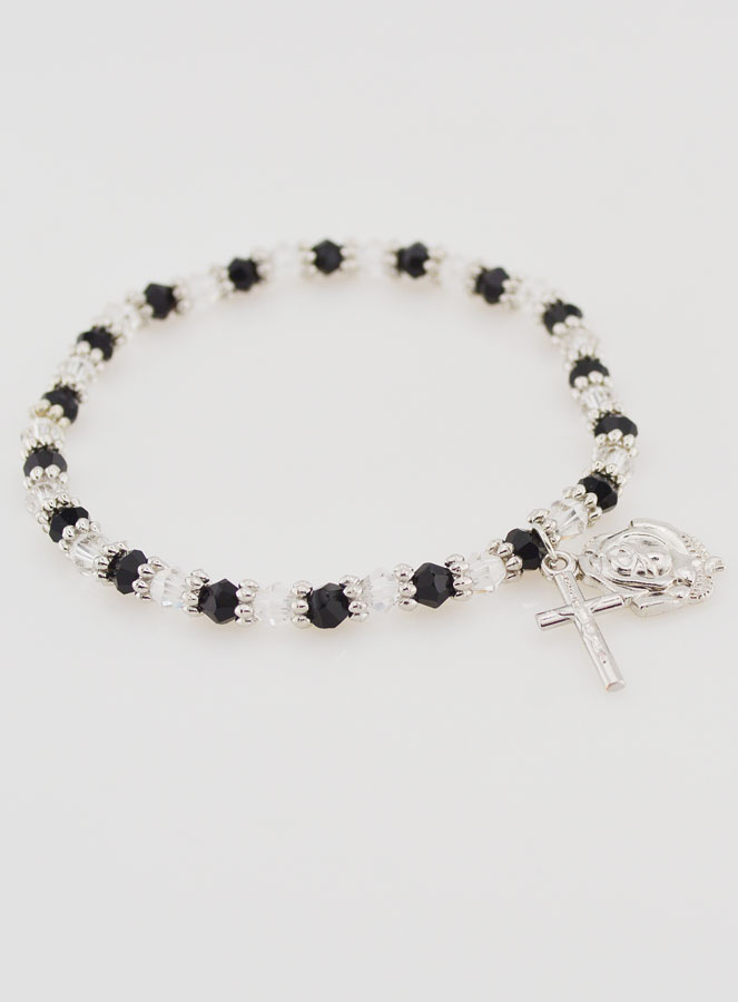 Bracciale Religioso Perle Nere & Trasparenti (pic 3)