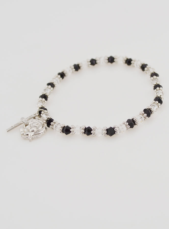 Bracciale Religioso Perle Nere & Trasparenti (pic 4)