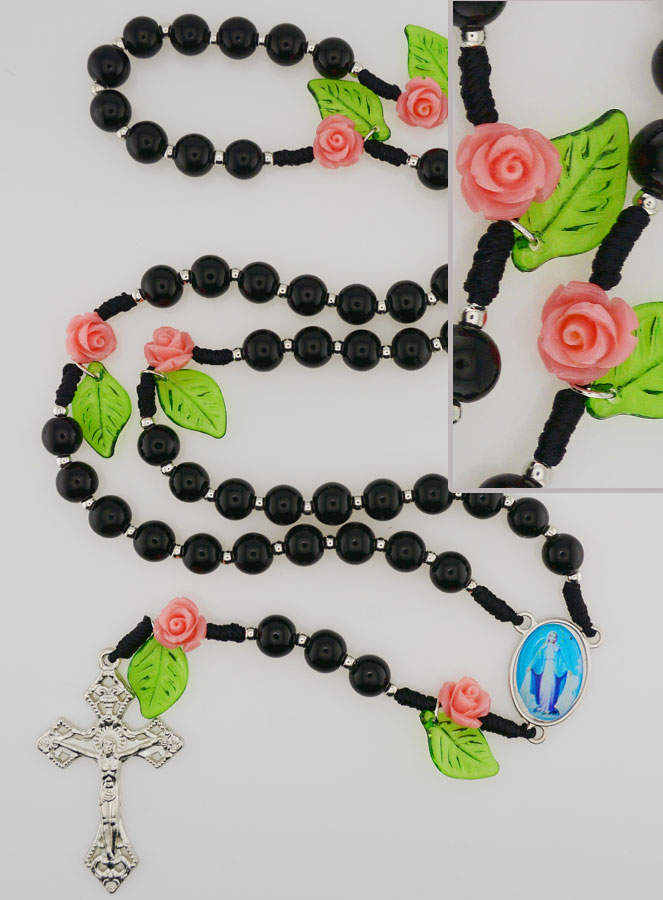 Rosario Madonna Miracolosa in Vetro Nero (pic 1)