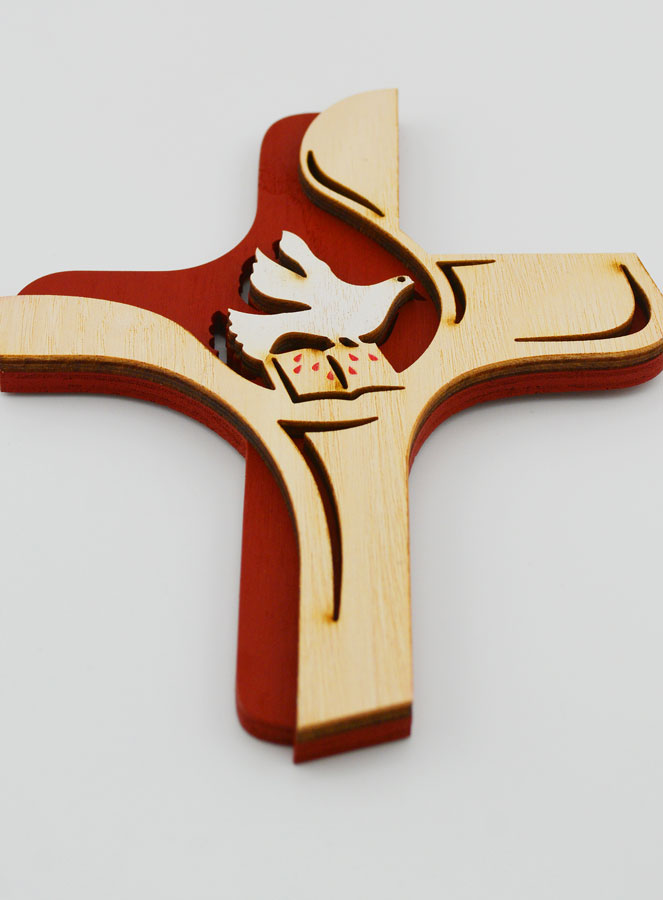Croce Dello Spirito Santo in Legno Bicolore - 16 cm (pic 2)