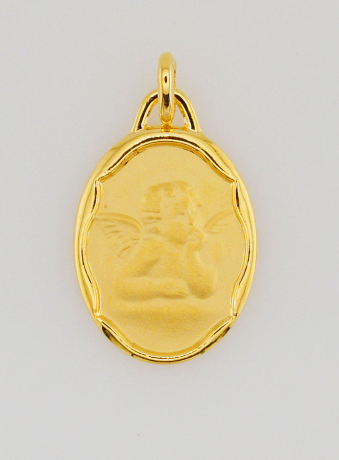 Medaglia Angelo Protettore in Placcato Oro - 20 mm (pic 1)