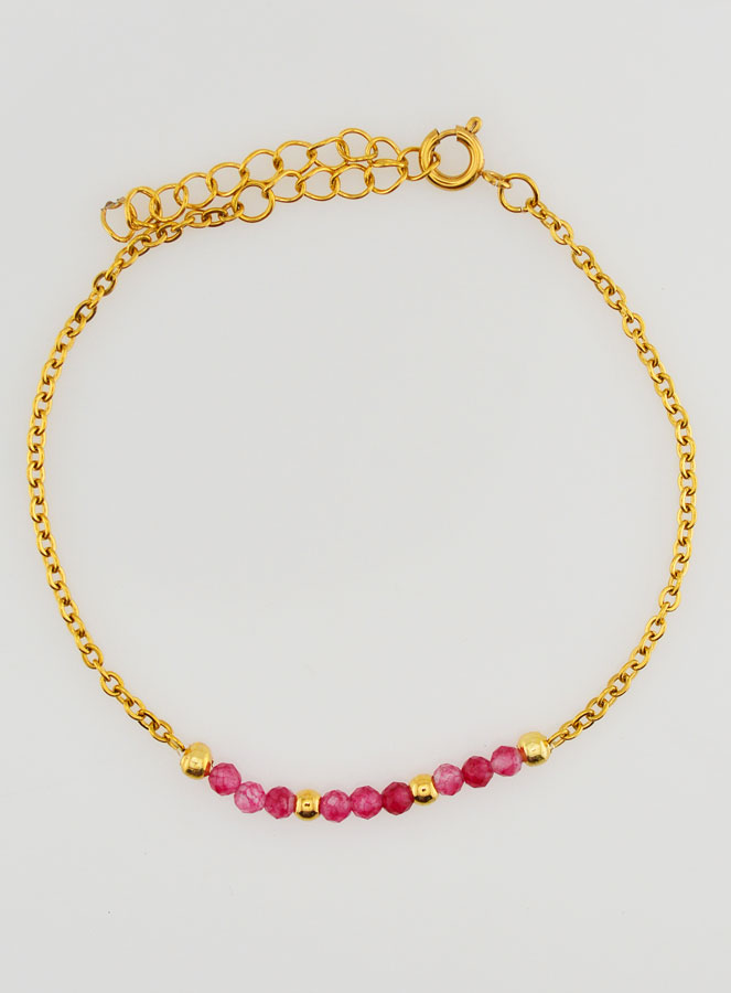 Bracciale in Acciaio Inox e Calcedonio Rosa (pic 1)