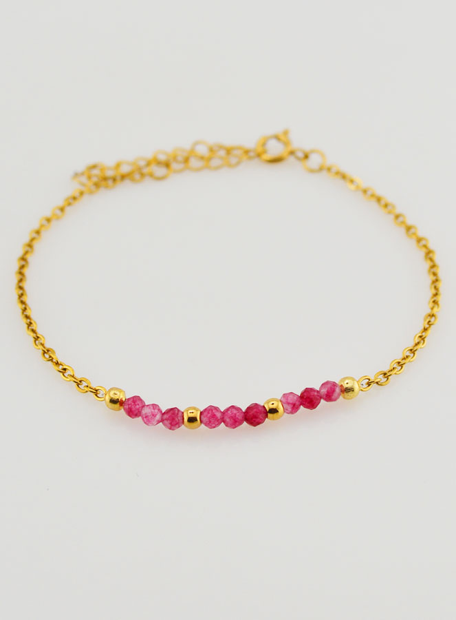 Bracciale in Acciaio Inox e Calcedonio Rosa (pic 2)