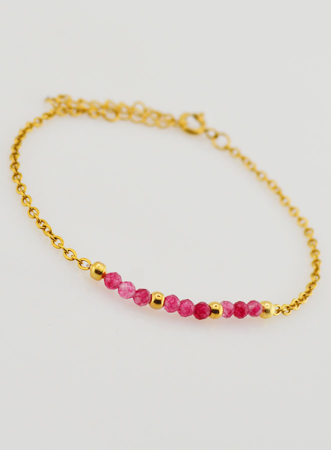 Bracciale in Acciaio Inox e Calcedonio Rosa (pic 3)