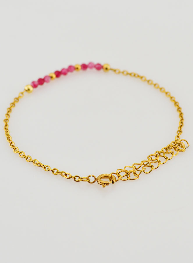 Bracciale in Acciaio Inox e Calcedonio Rosa (pic 4)