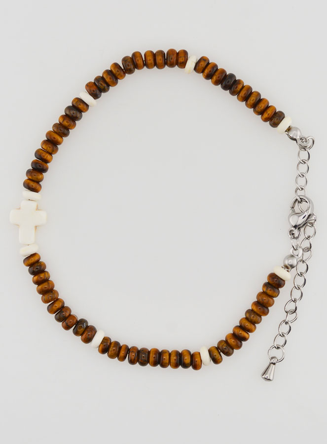 Bracciale Croce e Pietre Marroni (pic 1)