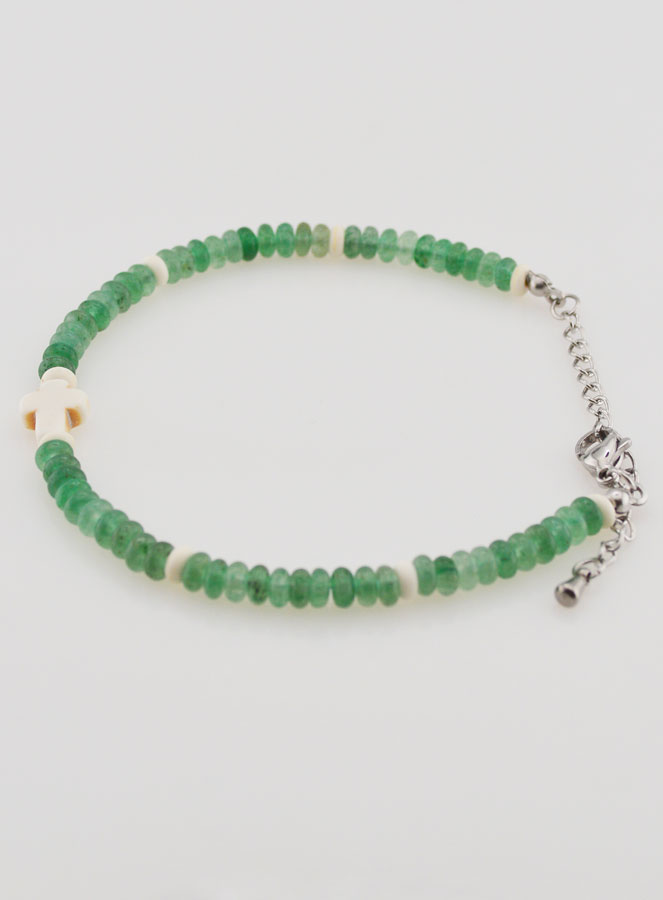 Bracciale Croce e Pietre in Vetro Verde (pic 2)