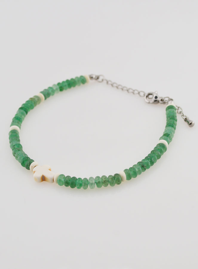 Bracciale Croce e Pietre in Vetro Verde (pic 3)