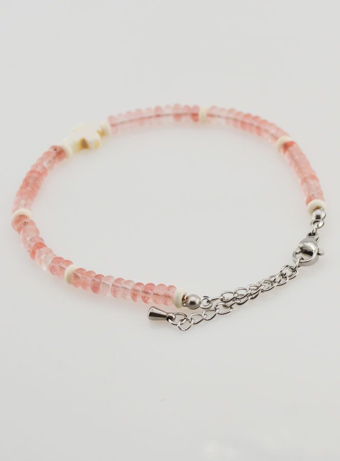 Bracciale Croce e Pietre in Vetro Rosa (pic 4)