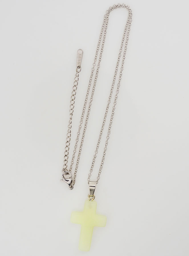 Collana Religiosa Catena in Inox & Croce Fosforescente (pic 2)
