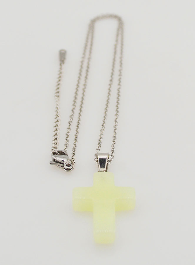 Collana Religiosa Catena in Inox & Croce Fosforescente (pic 3)